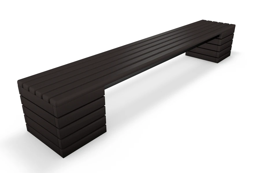 Straight Bench Without Backrest - Polymer Sand Composite on Metal Frame