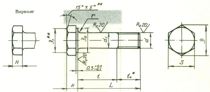 Hexagon Head Short Thread Bolts OST 1 31120-80