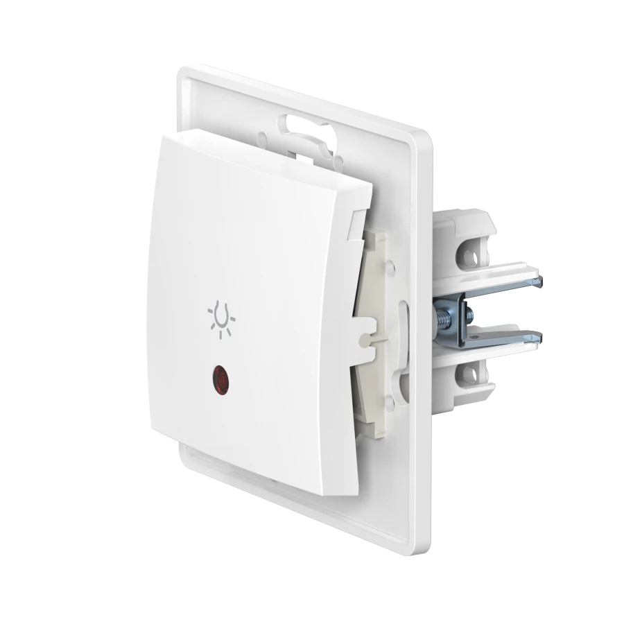 Caduceus Aling Prestige Hidden Installation Light Switch with Indicator 10A, 250V, White, Model 6009I.0