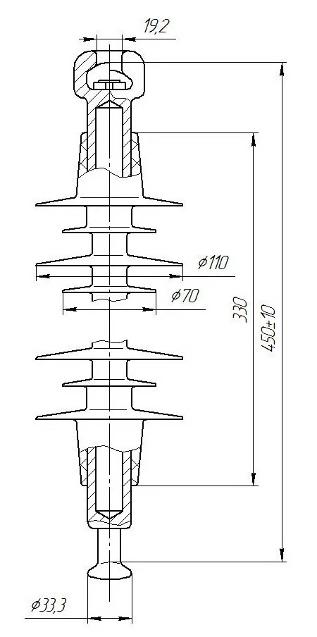 Ribbed Shell Insulator for Electrified Railways PSPKr 120-25/0.95-D-GP