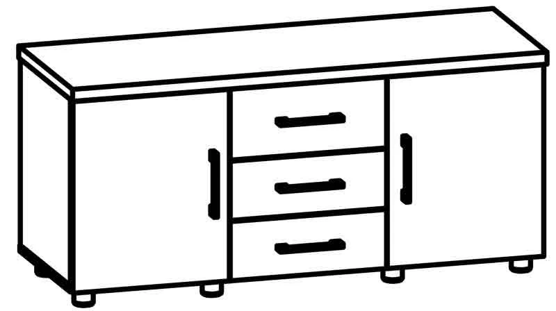 Office Equipment Cabinet with Three Drawers and Two Doors 8617 MY Galant Series