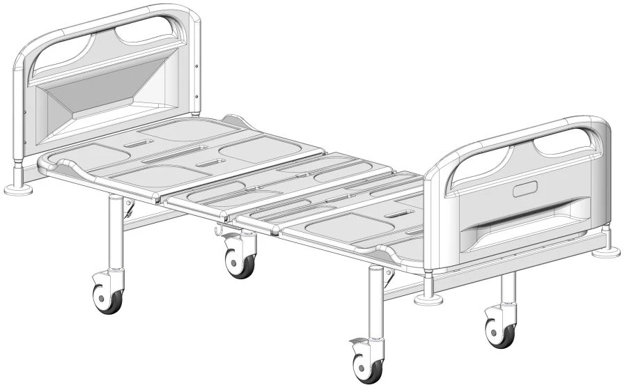 Functional Hospital Bed on Wheels with Plastic Backs - KФ3-01-MSK (MSK-3103E)