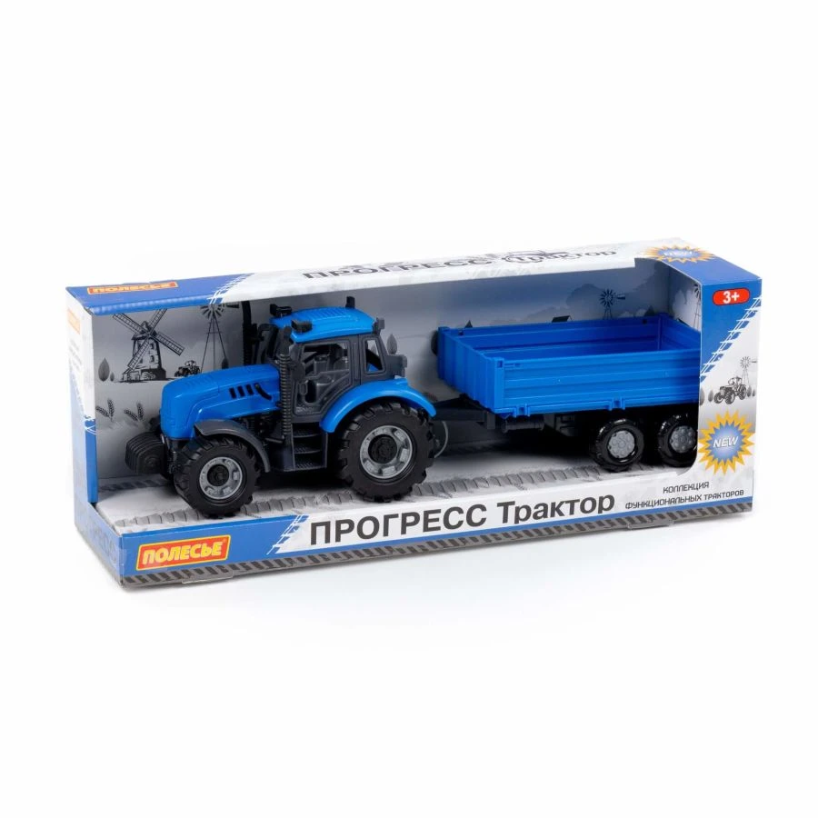 Inertia Tractor Toy with Trailer Progress - Blue Model 91253