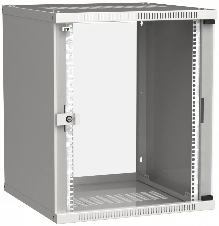 LINEA WE 15U Wall-Mounted Cabinet with Glass Door, 600x650mm, Gray