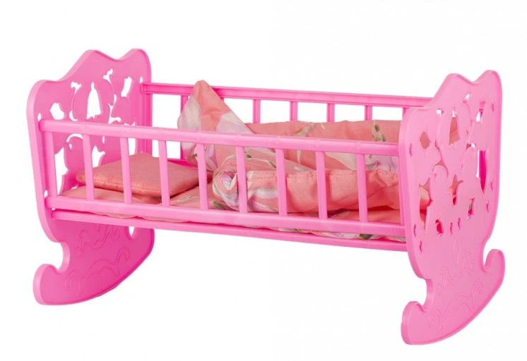Doll Bed Toy with Bedding Set (48x30 cm) - 4 Pieces