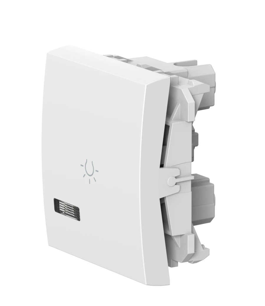 Caduceus Aling Mode Hidden Installation Push Button Light Switch with Indicator, 10A, 250V, 2M, White, Art. 6590I