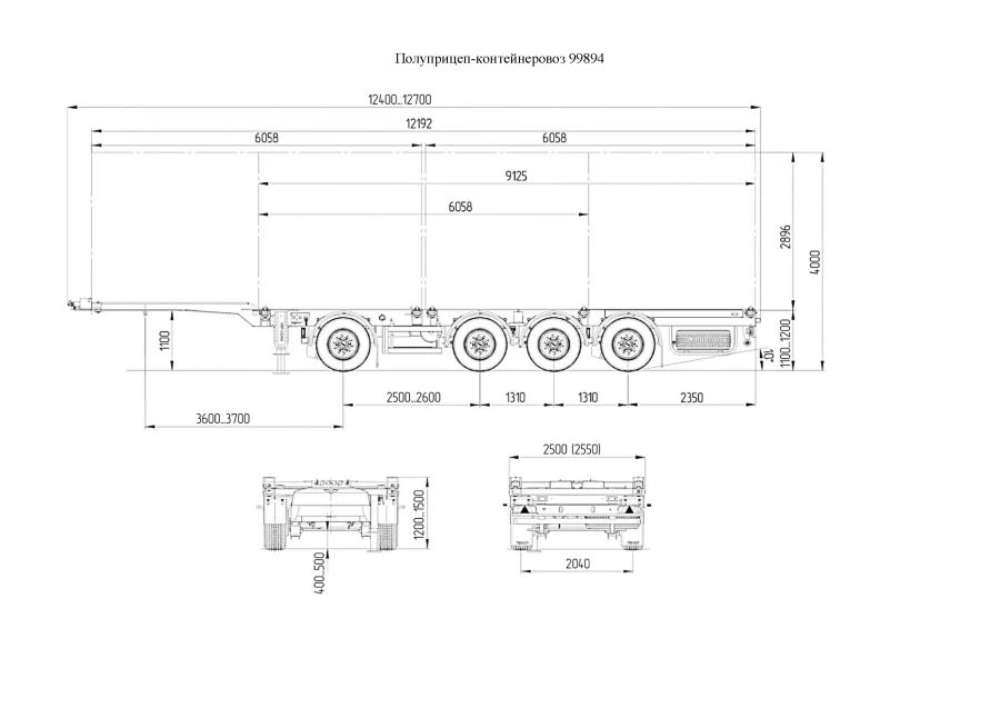TONAR 99894 Container Chassis Semi-Trailer for ISO Containers