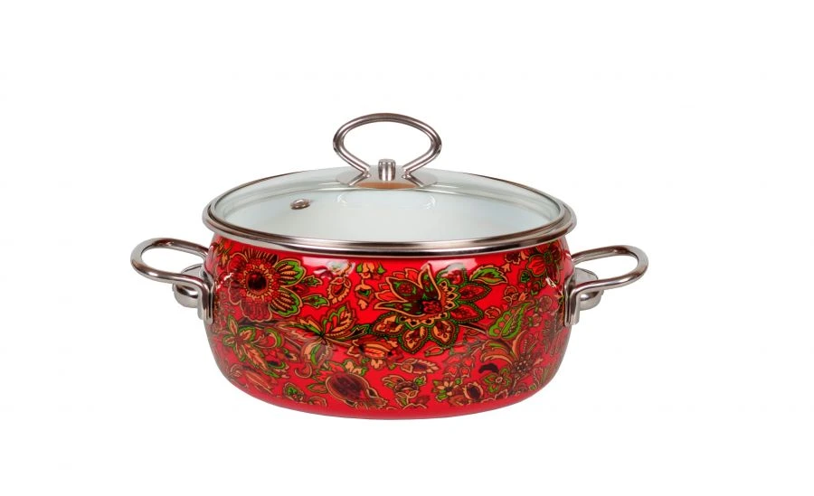 Spherical Enamel Pot with Stainless Steel Handles - 1.5 to 5L