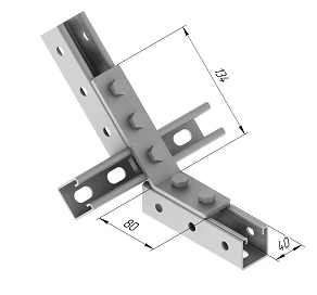 45-Degree Angle Plate with 5 Holes SMA 627 - 40x134x80 mm