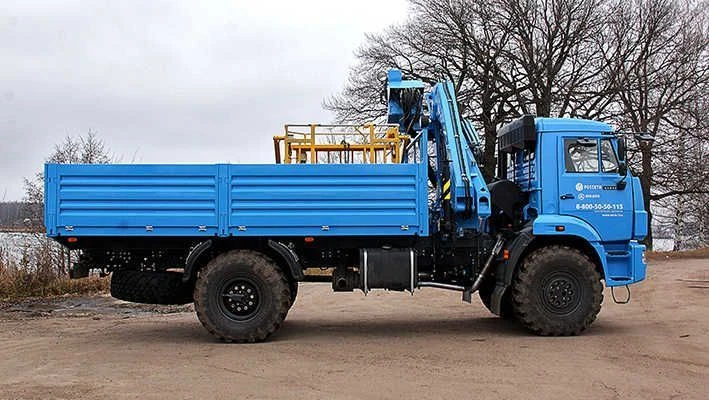 Cargo Platform with Crane Manipulator, Model 67063F on KAMAZ 43502 Chassis
