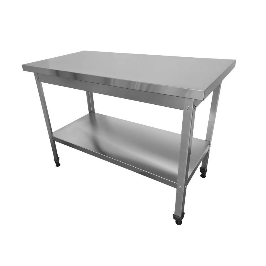Stainless Steel Production Cutting Table with Shelf, No Edge