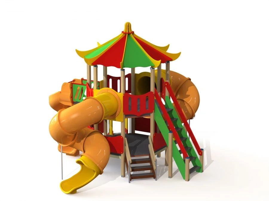 Children's Play Complex with Octagonal Tower, 700mm High, 2000mm Wide
