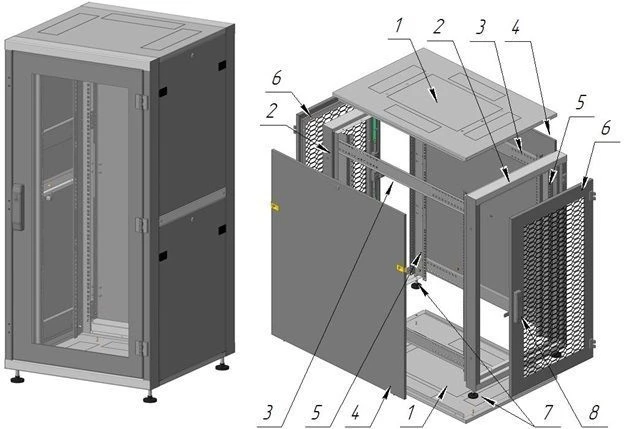 22U Floor-Mounted Telecommunications Cabinet 600x1200x600 mm