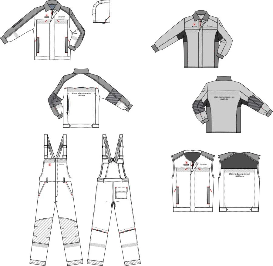 Flame-Resistant Workwear for Transneft Employees - Men's Sets (Jacket, Shirt-Jacket, Vest, Overalls)
