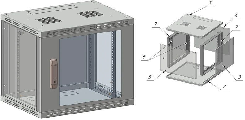 Wall-mounted Telecommunications Cabinet 9U, 600x500x450 mm