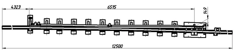 R50 Type Rail with Point, Model 1/9 (Project 3045.02.000/-01)