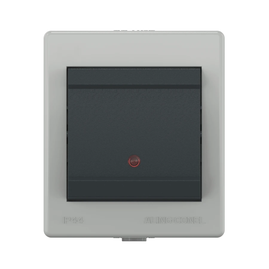 CADUCEUS ALING POWER Single-Pole Switch with Indicator, 10A, 250V, IP44, Gray Anthracite, Art. 2531.1A