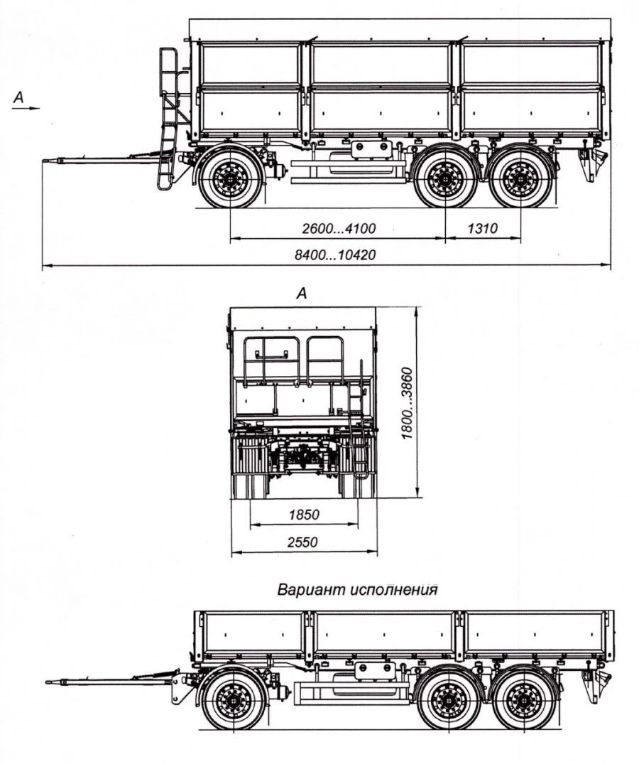Прицеп грузовой трехосный 8495-01 с осями HJD13Y30S18-1840T16-060 с грузоподъёмностью 12 тонн