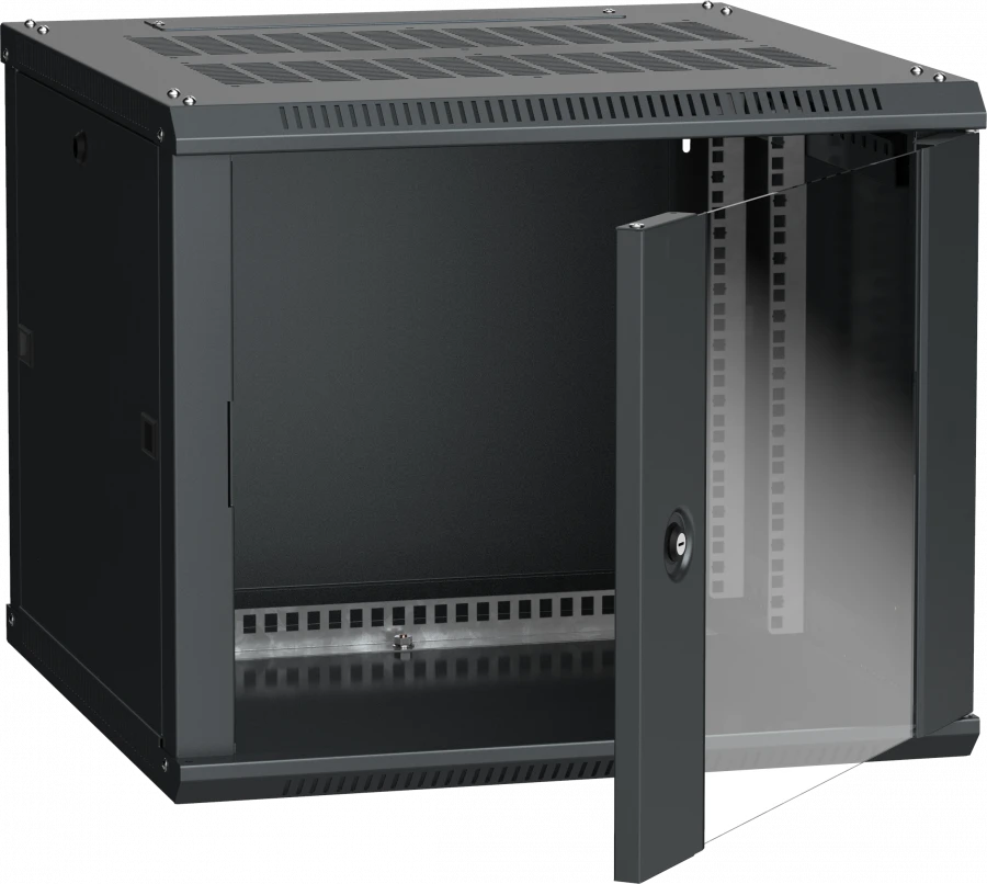 LINEA W Wall Mount Cabinet 6U 600x600 mm Glass Door RAL9005