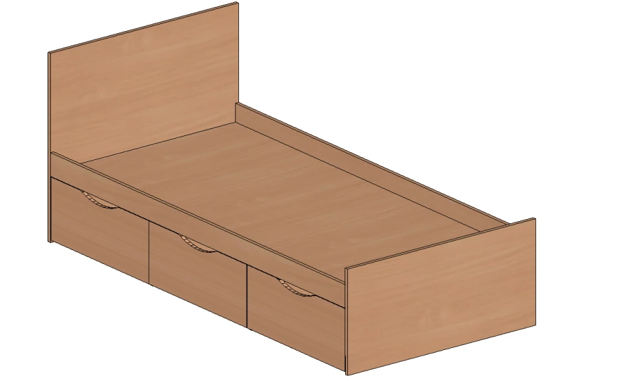 Single Bed with Pull-Out Drawers GM 31.09.12.121.004.64.00
