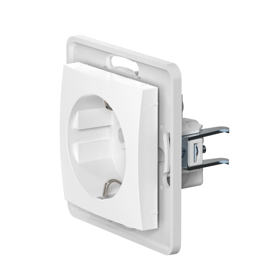 Hidden Installation Socket with Grounding, 16A, 250V, White, Art. 6030