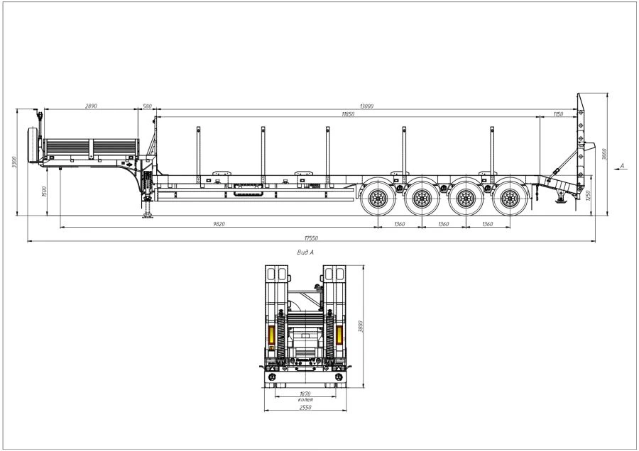 Semi-Trailer 98132V for Transporting Long Cargo