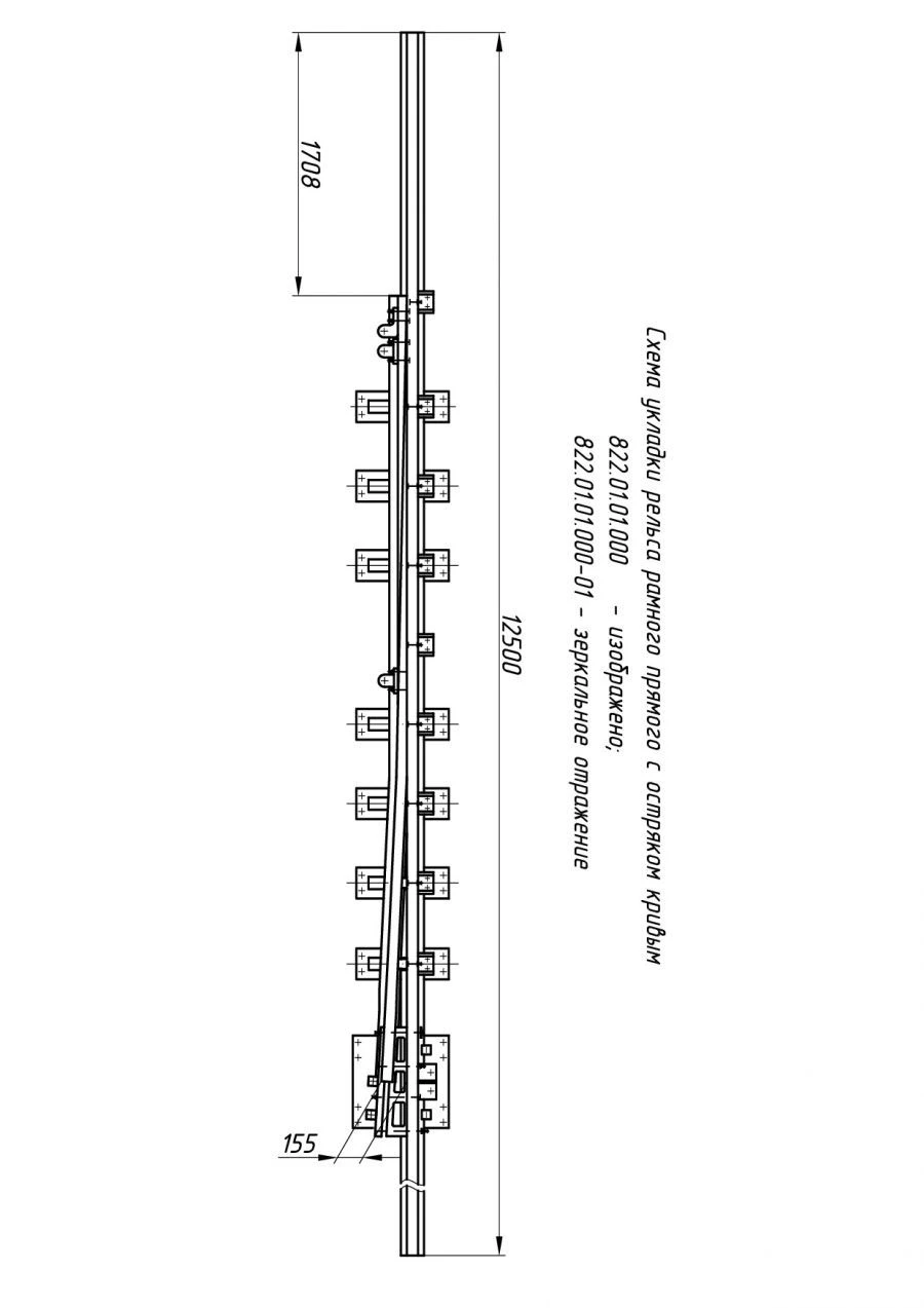 Rigid Rail with Point for Rail Switch R65 Type 1/6 (Project 822.01.01.000/-01)