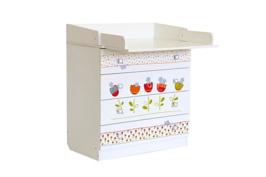 Polini Kids Simple 1580 Changing Table, Sleepy Kittens, White, Code 0001288.9.7