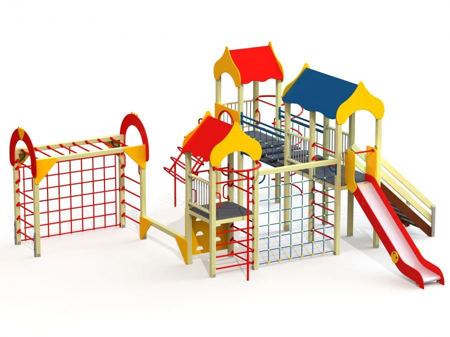 Children's Play Complex with Three Towers, Height 1500 mm