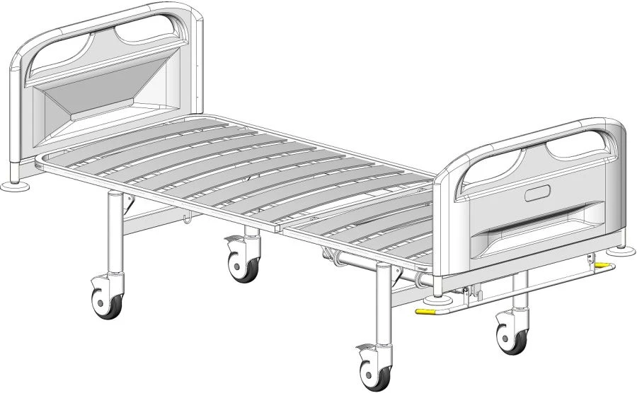 Hospital Bed with Adjustable Headrest and Wheels for Patient Care KF0-01-MSK
