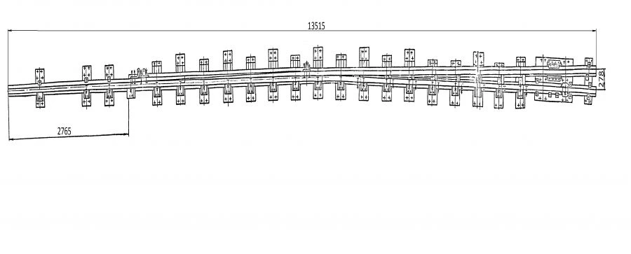 Curved Frame Rail Type R65 with Straight Nose, Project 2688.01.020-01