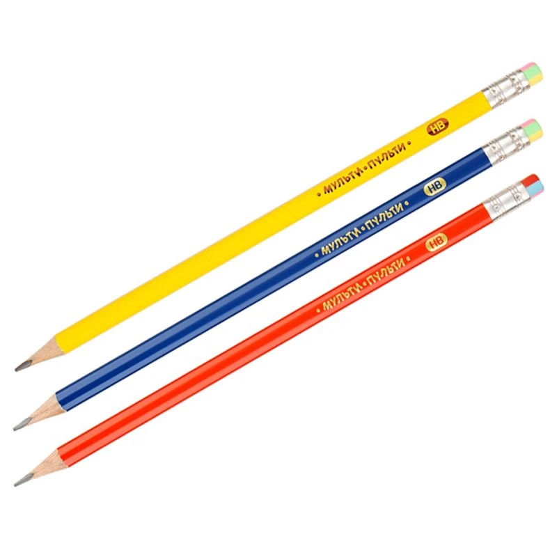 Multi-Pulti "Raccoon Adventures" HB Pencil with Eraser, Triangular, Sharpened, Assorted