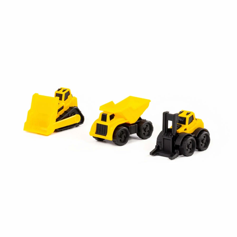 Mini Construction Vehicle Set with Excavator, Bulldozer, and Forklift