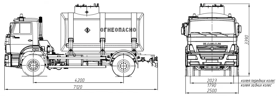 Автоцистерна нефтепромысловая АЦН 4680D3-10 на шасси КАМАЗ 53605-A5