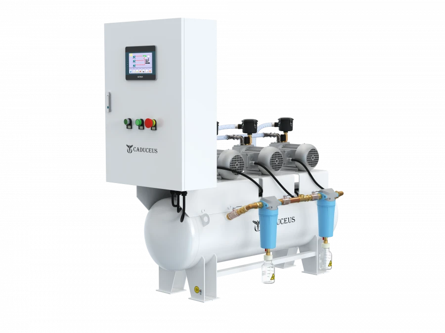 Oil-Free Vacuum Station CADUCEUS VAC 3/8 D, 0.37 kW, 8 m³/h, -0.04 to 0.9 MPa