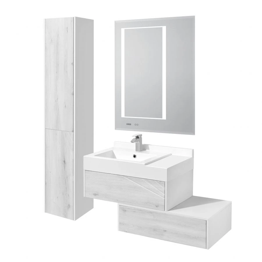 Sakura 80 Bathroom Vanity with One Full-Extension Drawer, White Gloss