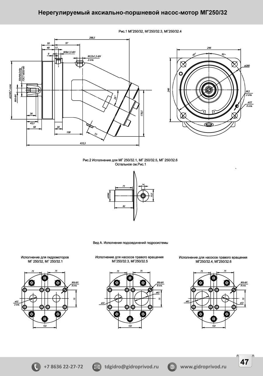 Fixed Displacement Axial Piston Hydraulic Pump MG250/32.3