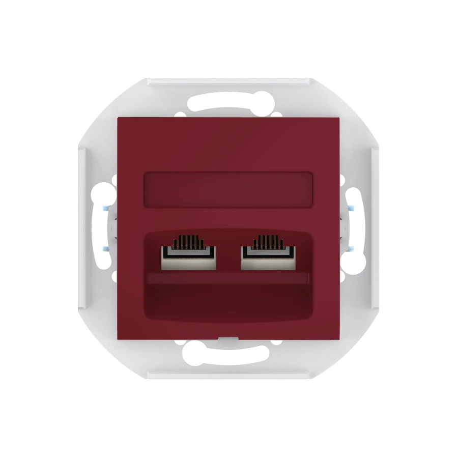 Dual Computer Wall Socket with Keystone RJ45 Modules, Burgundy, Art. 6015.3