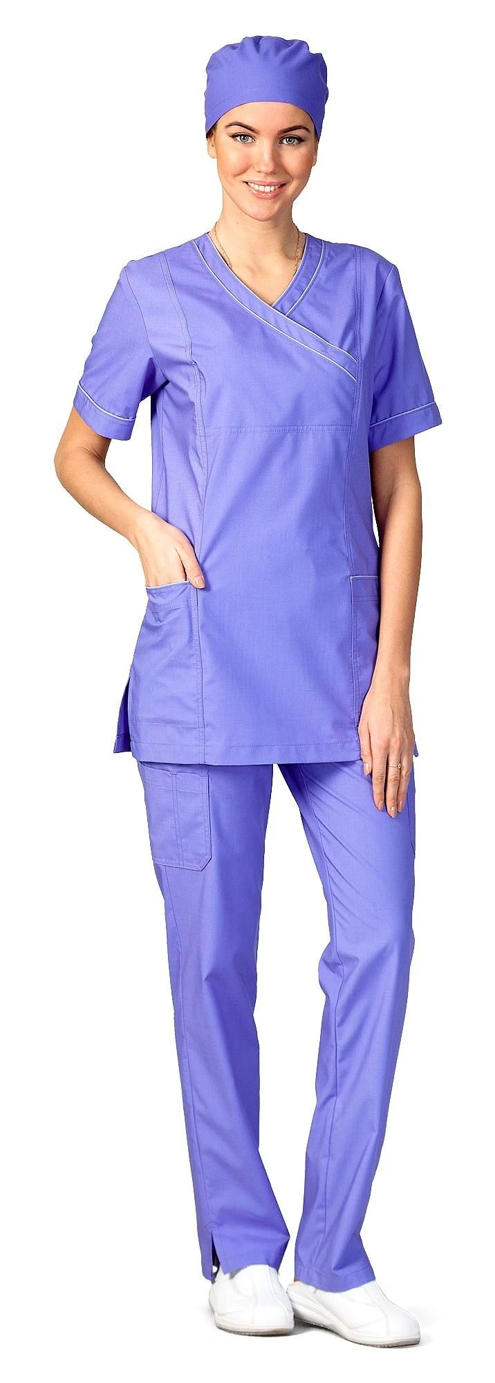 Women's V-Neck Blouse with Side Pockets and Slits Athina Model 3.800