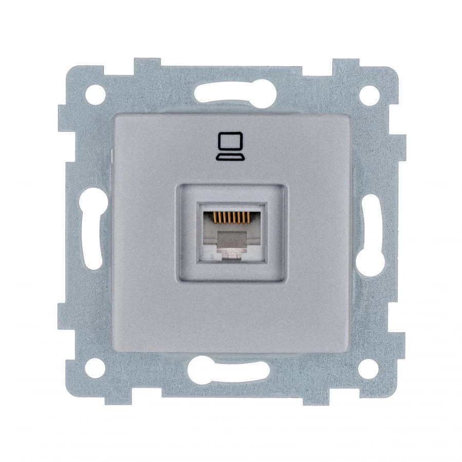 Low-Voltage Socket Mechanism for Concealed Installation "MARIA" RК1-455 Aluminum