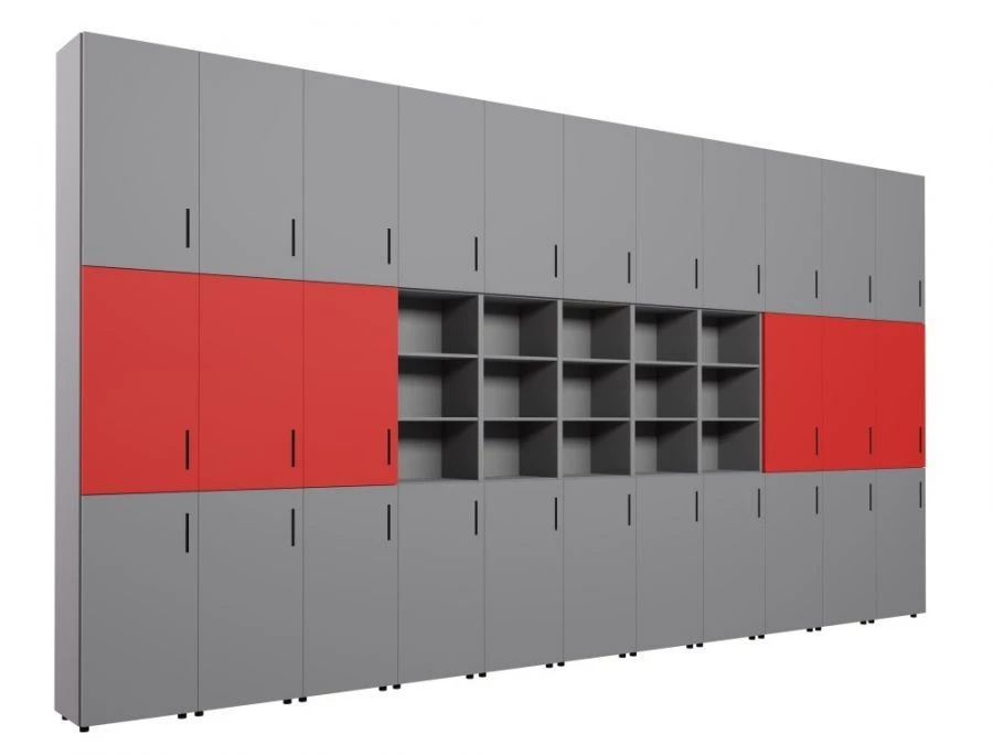 Multi-Section Closed Built-In Cabinet with Open Shelf, Model 95735-001