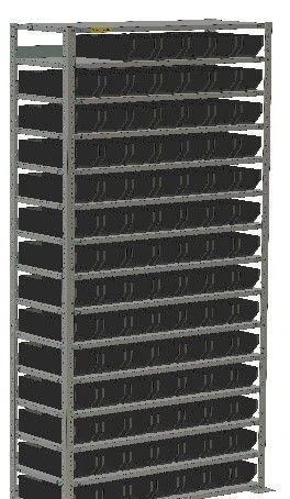 Durable Shelving Unit with 84 Shelf Containers