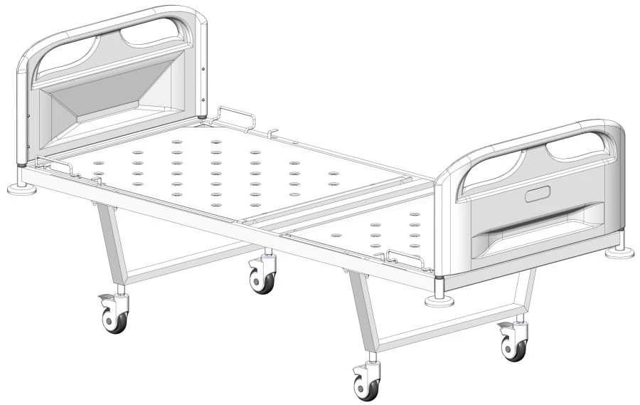 Functional Hospital Bed with Wheels, Plastic Backs, Steel Frame - KФ2-01-«MCK» (MCK-102PM)