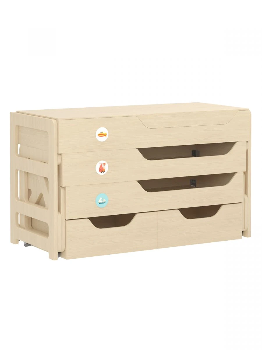 Three-Tier Pull-Out Children's Bed 1200 / Clear Lacquer