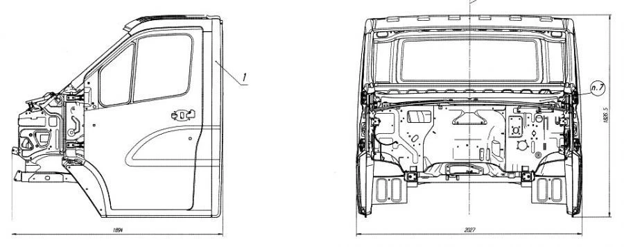 Single-row Painted Cabin UC1C11-5000014 for Ural-Next Vehicles