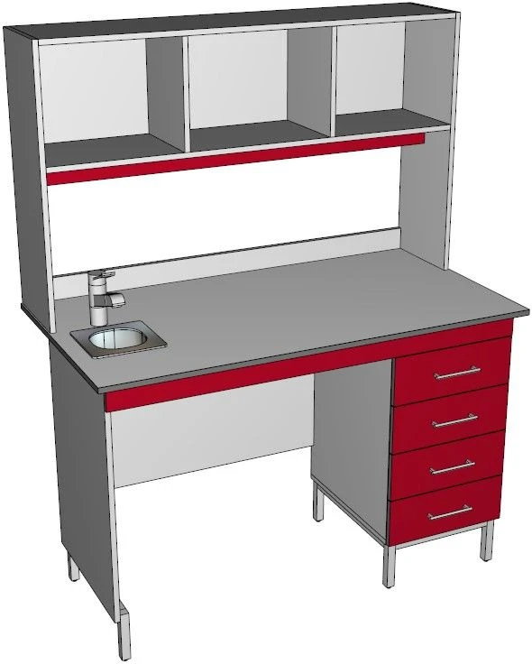 Wall-Mounted Table for Chemical Research with Plumbing STK-1