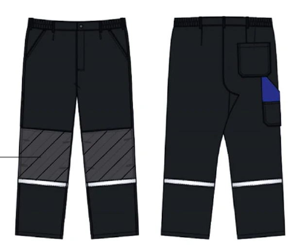 Men's Protective Work Pants Art. TMХ009 Total Eclipse with Strong Blue Fabric