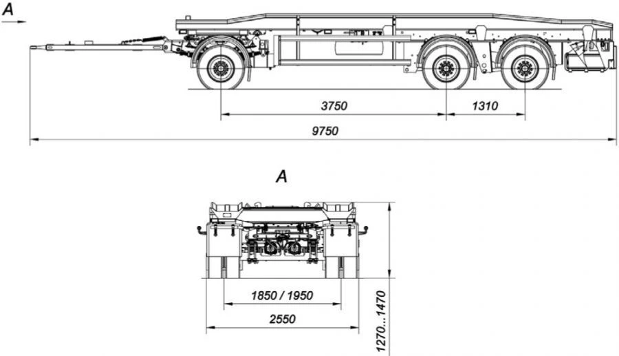 Tri-Axle Container Trailer AM8460-11 with L1F1KrN11.1950 Axles, 11 Ton Capacity