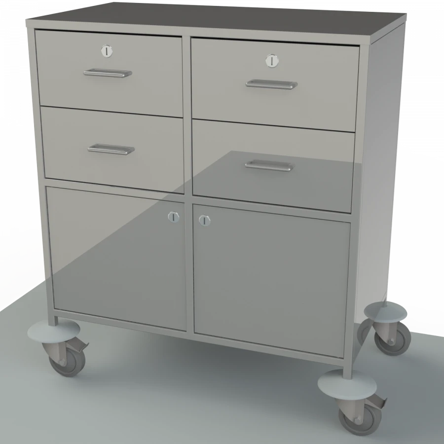 Mobile Anesthesia Table with Stainless Steel Surface and Storage Drawers
