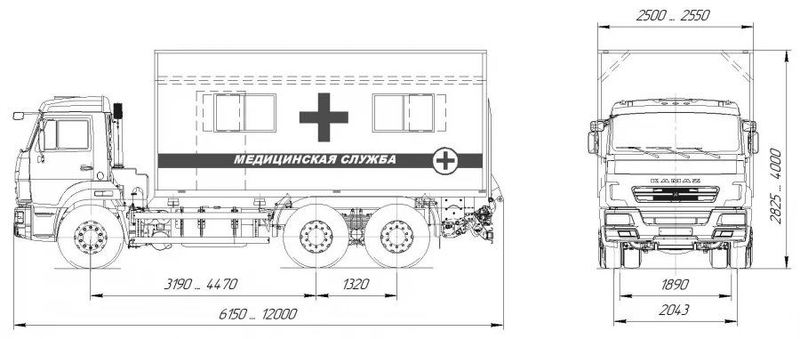 Medical Service Van on KAMAZ Chassis Model 57563 Modification 57550Z